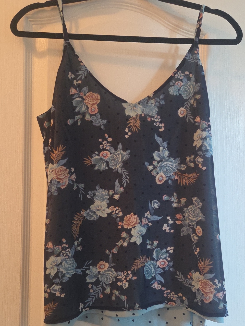 White House Black Market Black Floral V-Neck Camisole